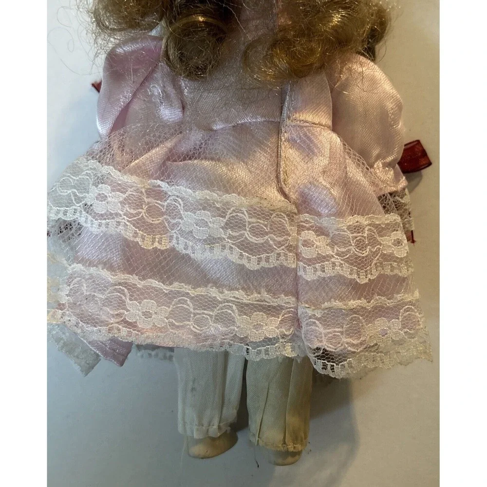 ~ OOAK ~ PORCELAIN VICTORIAN DOLL IN PINK SILK DRESS‎